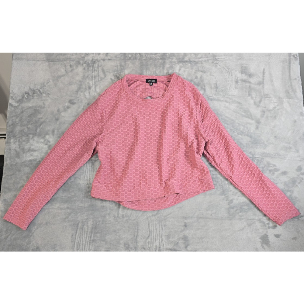 love Star Pink Textured Long sleave Top Open Back Size 3x C0102
